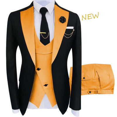 New Costume Homme Popular Clothing Luxury Party Stage Men&#39;s Suit Groomsmen Regular Fit Tuxedo 3 Peice Set Jacket+Trousers+Vest