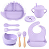 8-piece Children's Silicone Tableware Set Dinosaur Silicone Plate Bib Spoon Fork Cup Baby Silicone Plate