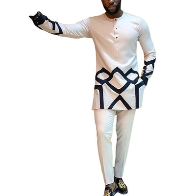 New African Ethnic Style Embroidered Men's Suit Set