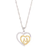 Mother and Child Pave Heart Pendant Necklace