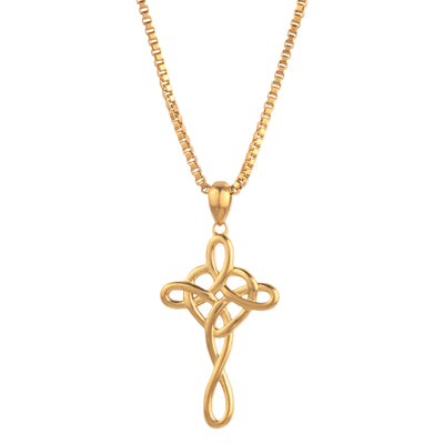 14K Gold Plated Infinity Cross Pendant Necklace