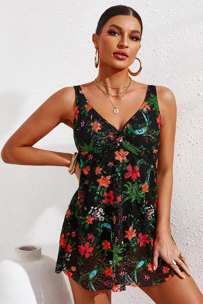 Full Size Twist Front Sleeveless Swim Dress - nolimit